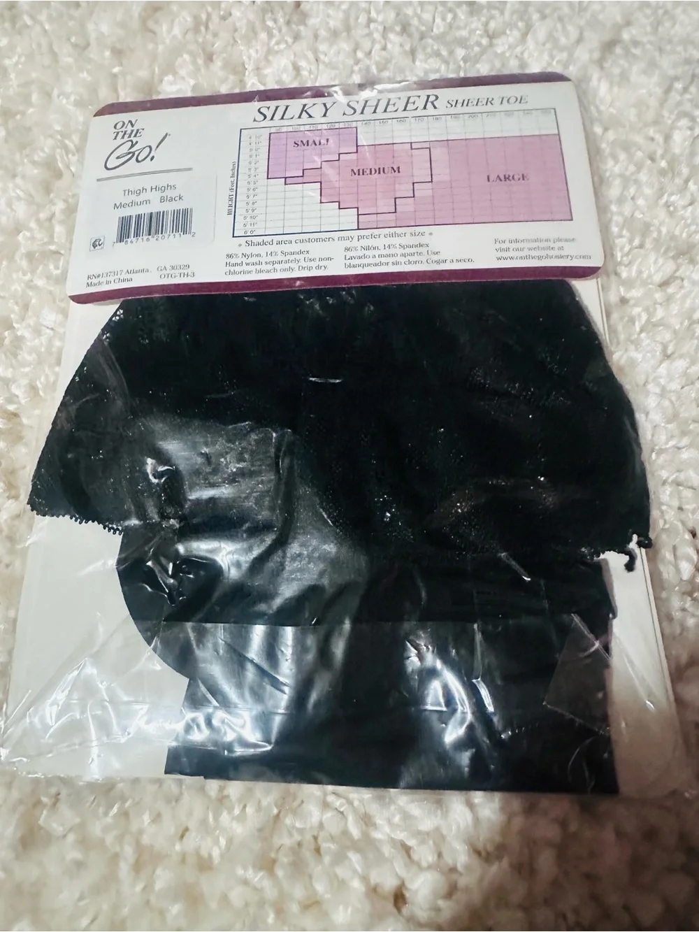 Medium Black Thigh Highs — Stay-Up Lace Top with Silicone
